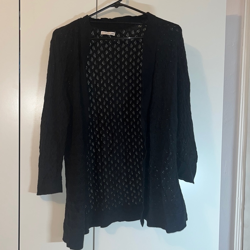 Black open cardigan